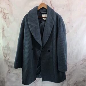 Avec Les Filles Coat Womens Medium Blue Fleece Pea Cacoon Shawl Collar Long